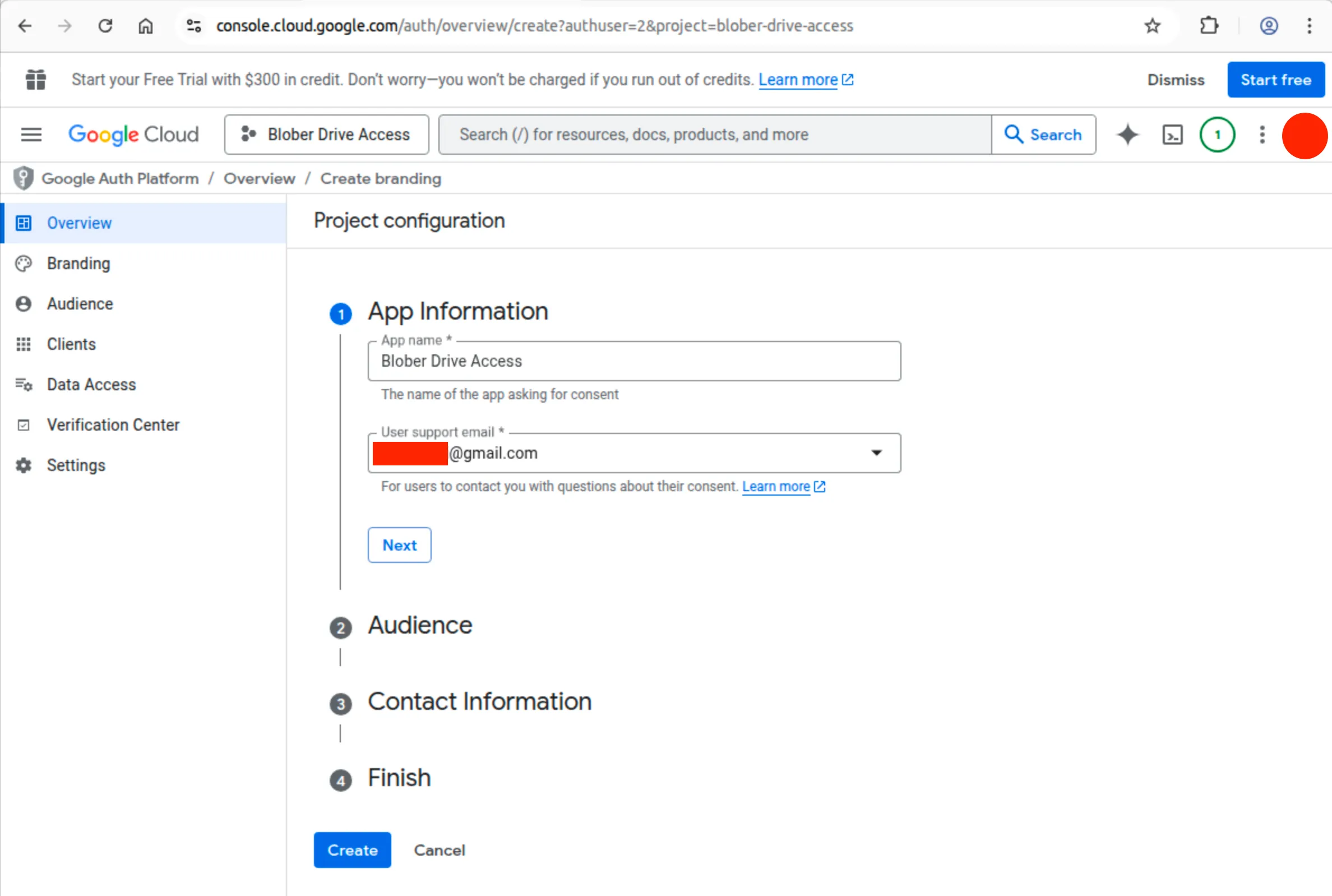 OAuth consent screen configuration