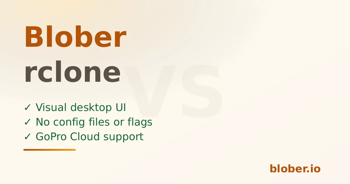 Blober vs rclone - visual UI versus CLI for cloud transfers