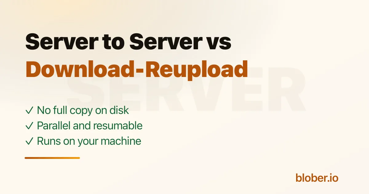 A direct, streamed transfer versus download-and-reupload, explained