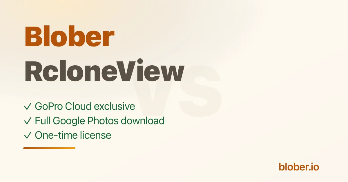 Blober vs RcloneView - comparison of cloud transfer desktop apps
