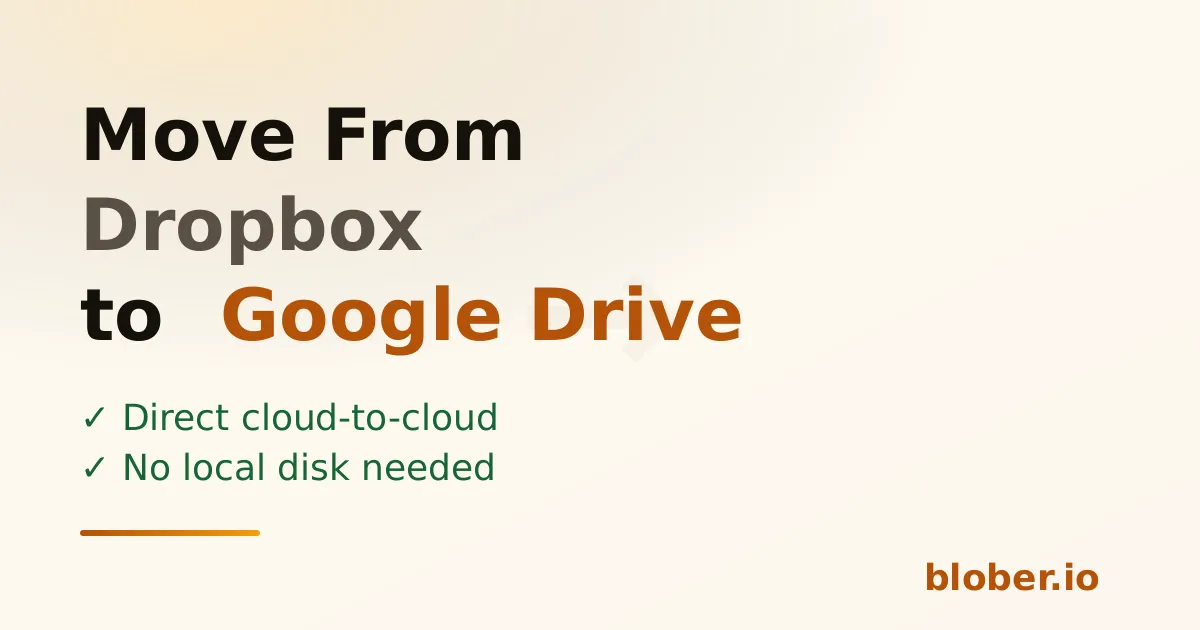 Move files from Dropbox to Google Drive with Blober