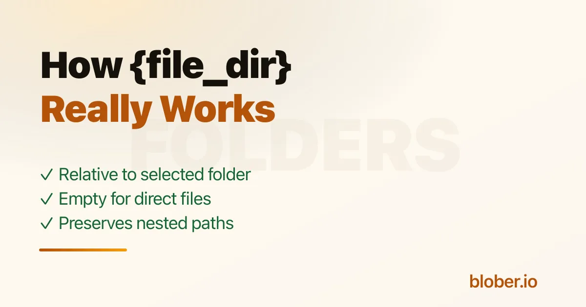 How the file_dir path template variable preserves relative folders in Blober