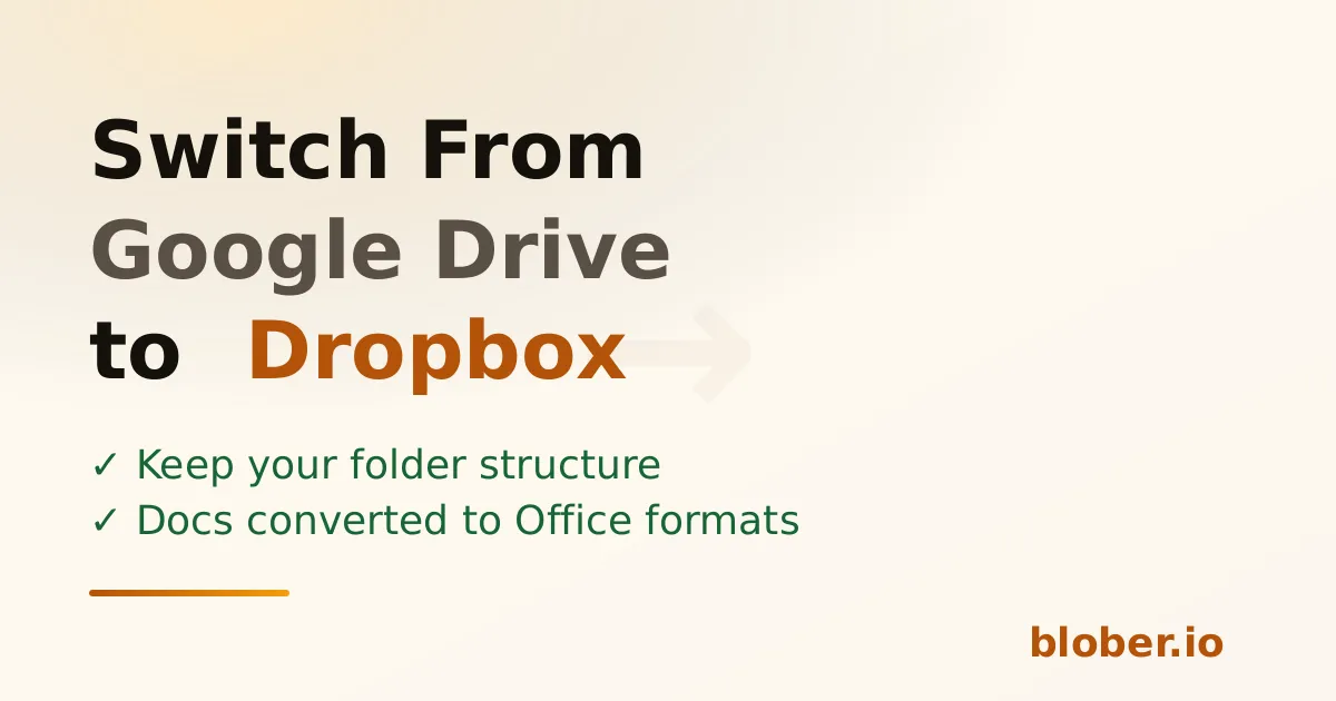 Switch from Google Drive to Dropbox with Blober