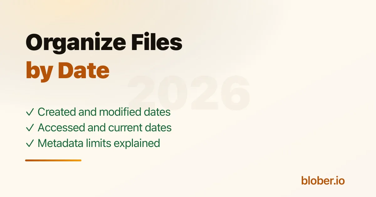 Organize cloud files by created modified accessed or backup date with Blober