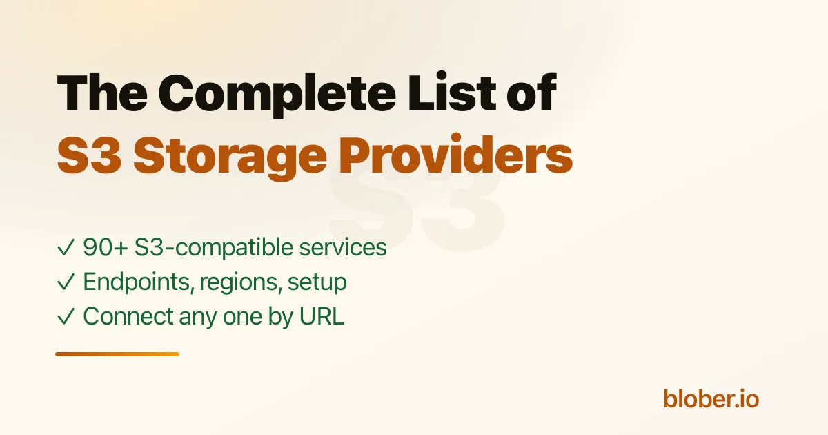 The complete list of S3-compatible storage providers and their endpoints