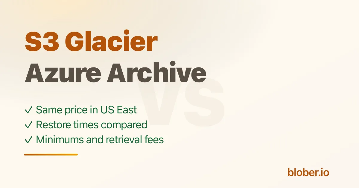 S3 Glacier vs Azure Archive compared on price, retrieval time and minimum storage duration